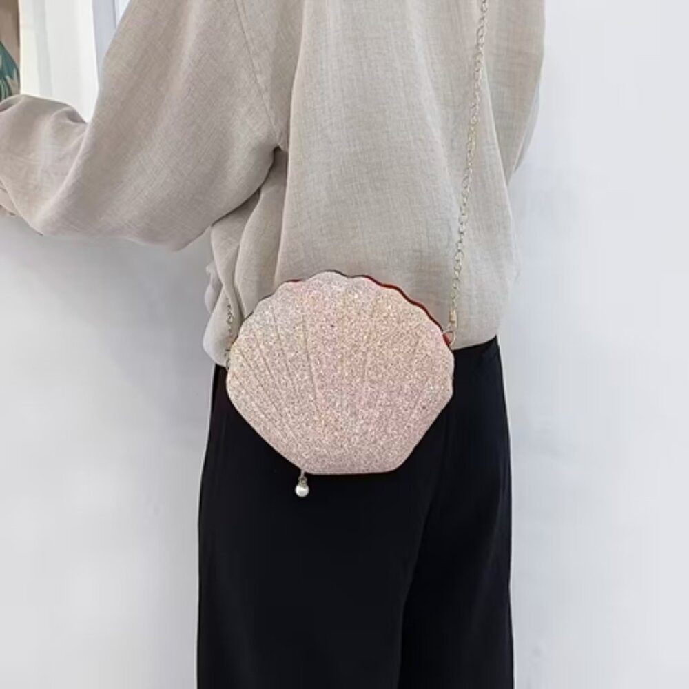 Sparkle Seashell - The Glam Clam / Crossbody Handbag /Pink - NWT - Picture 11 of 13